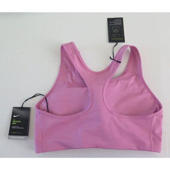 Nike BV3636 693 Womens Sz XL Pink Dri-Fit Swoosh Logo Medium Support Sports Bra - Picture 2 of 3